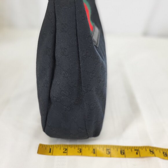 GUCCI Black GG Logo Canvas Hobo Bag - Picture 14 of 16